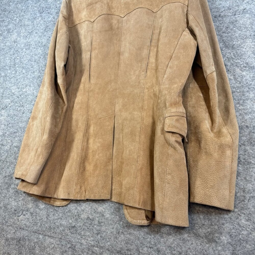 Vintage American West Suede Leather Blazer Tan Western Jacket Rodeo Festival - Picture 14 of 16